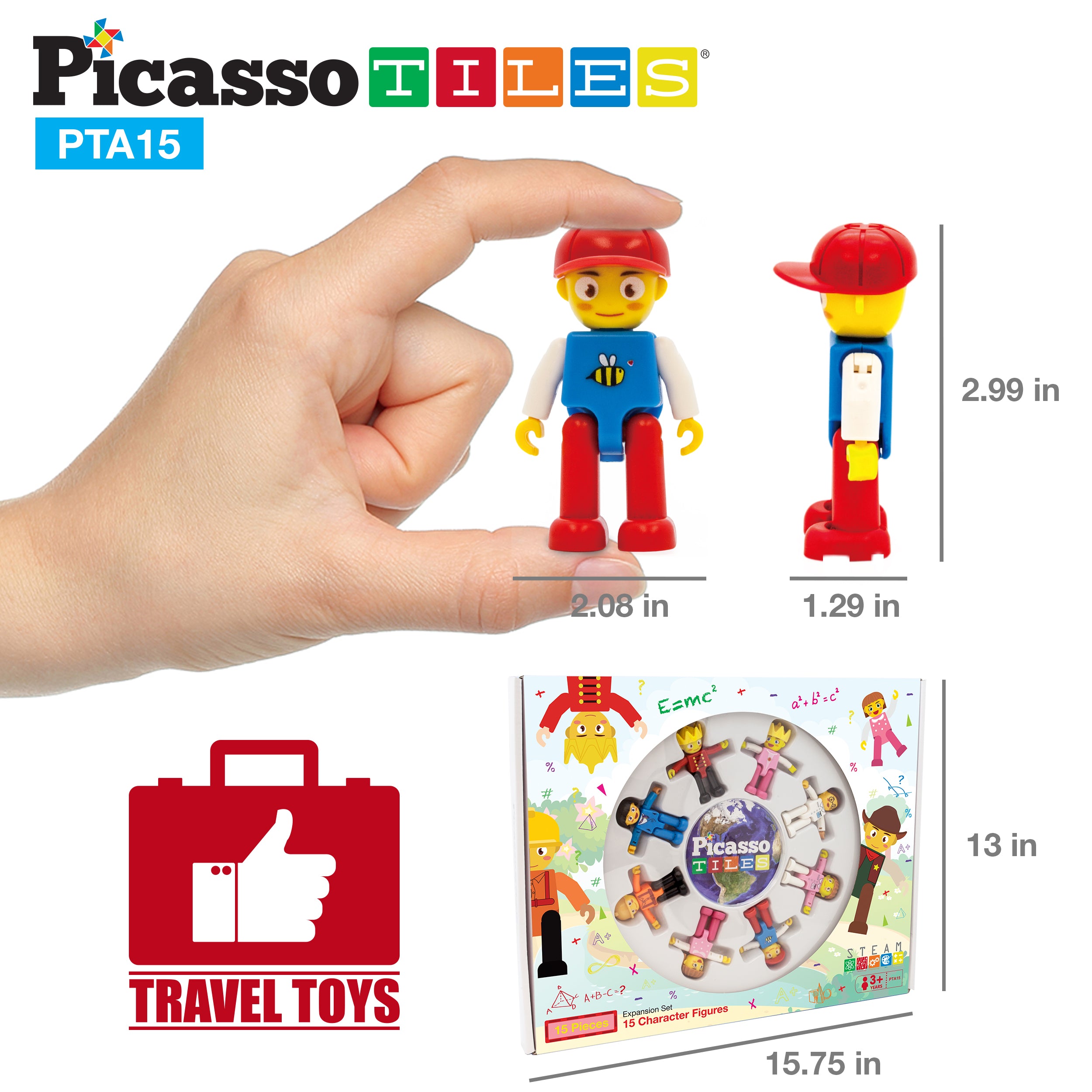 PicassoTiles 15 Piece Magnetic Blocks Character Figure Building Set