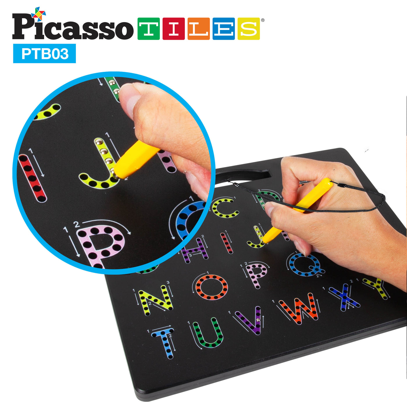 PicassoTiles Double-Sided Magnetic Drawing Board 12x10 Upper Lower Case