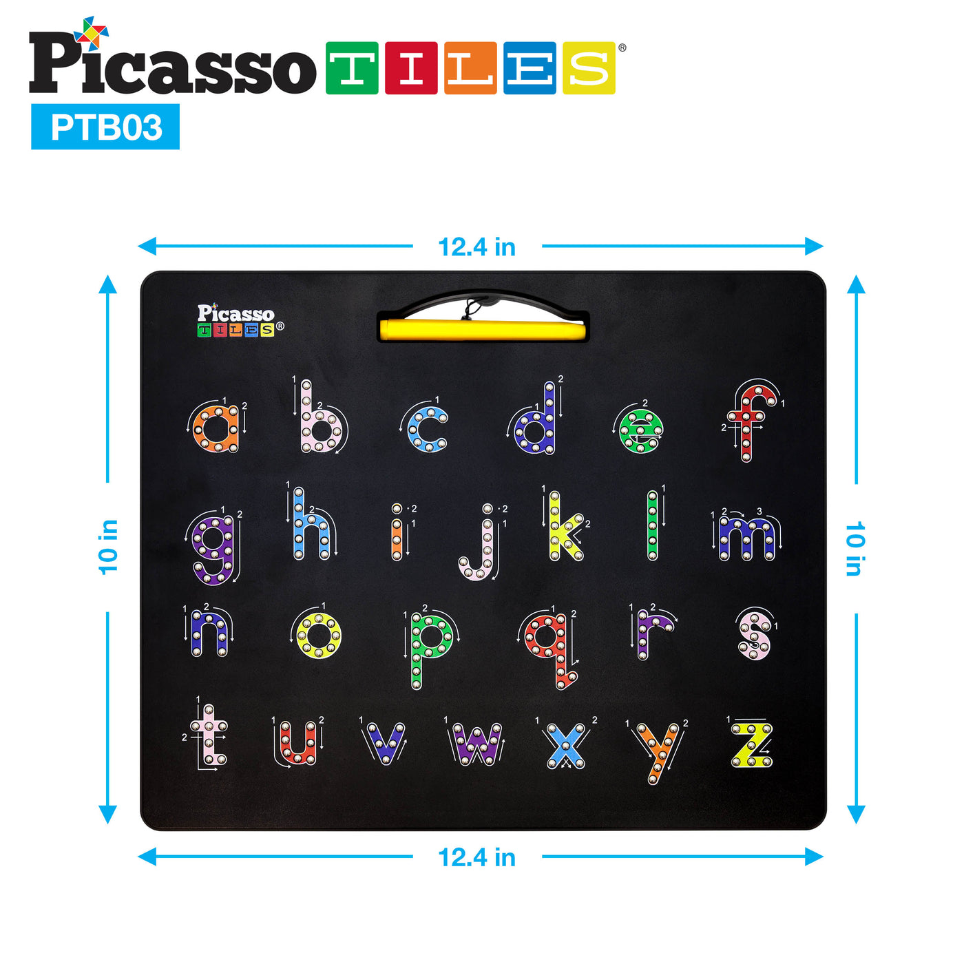 PicassoTiles Double-Sided Magnetic Drawing Board 12x10 Upper Lower Case