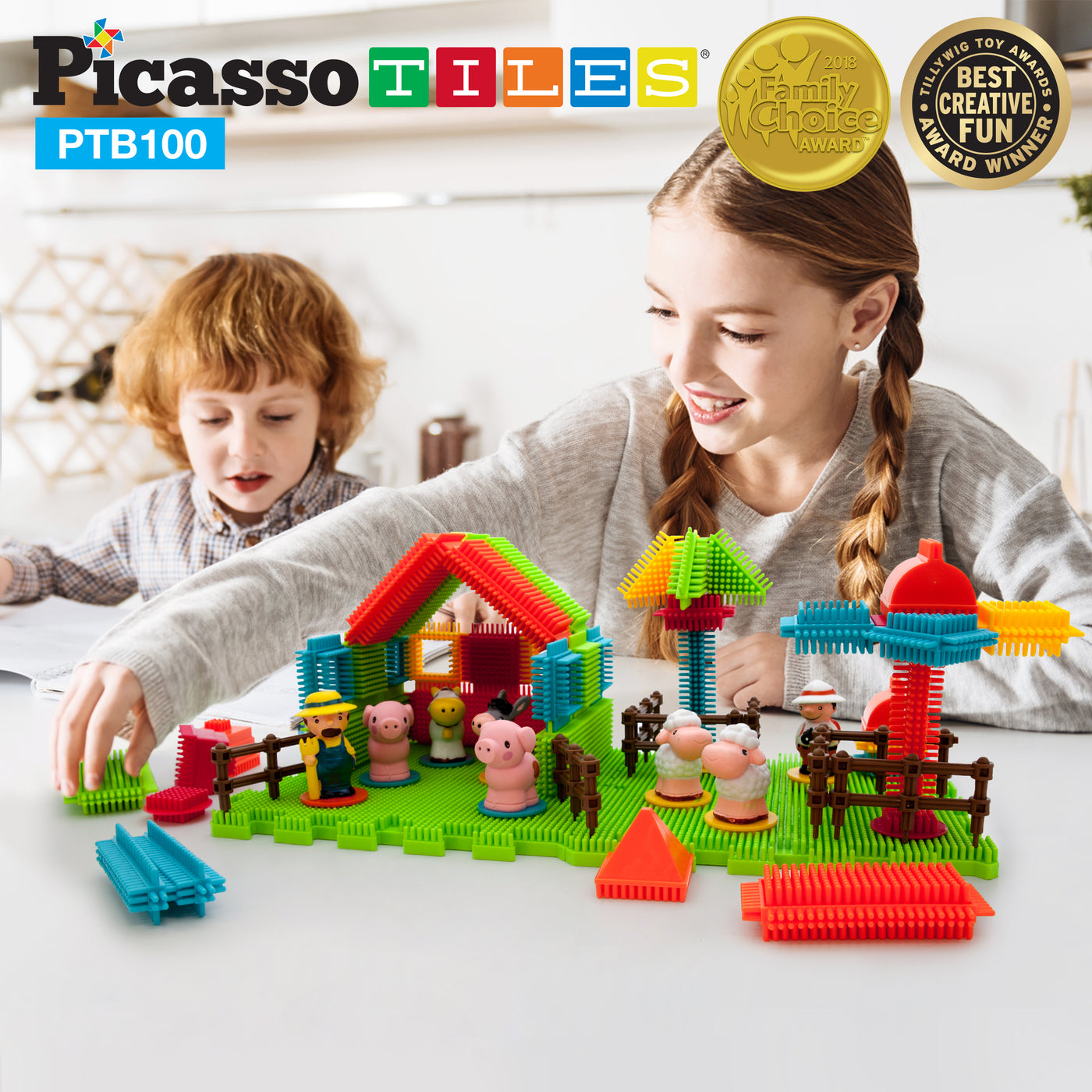 PicassoTiles Soft Building Blocks Hedgehog Farm Set