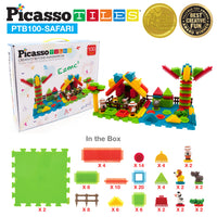 PicassoTiles 100pc Hedgehog Building Block Safari Theme Set