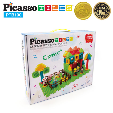 Picasso Toys PTB100 100pcs Hedgehog Block 3D Building Blocks Tiles Safari  Theme Set Learning Playset STEM Toy Set Educational Kit Child Brain
