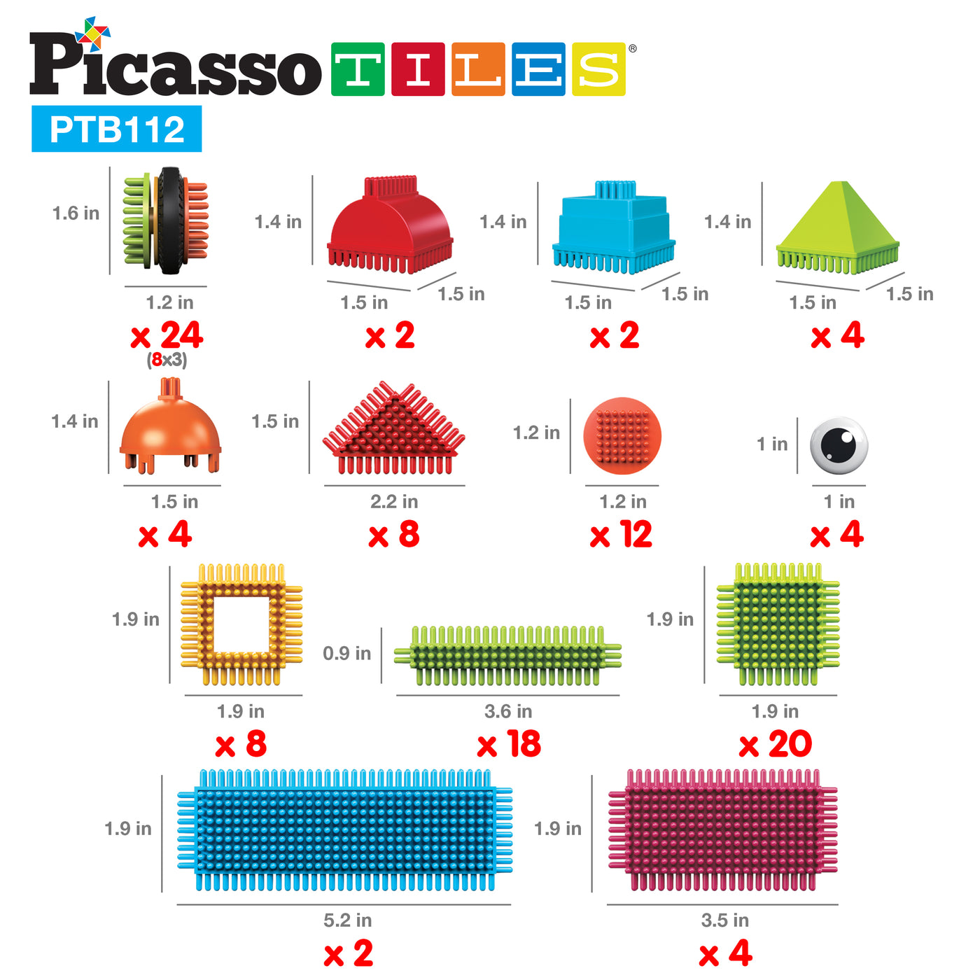PicassoTiles 112pc Hedgehog Building Blocks Building Set