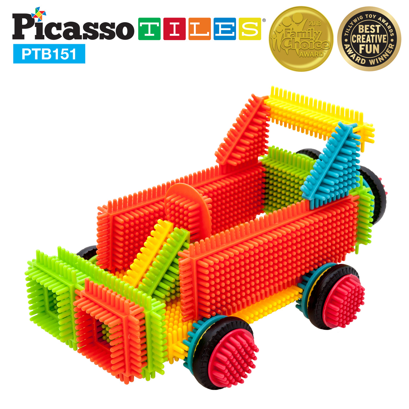 PicassoTiles 151pc Hedgehog Building Block Truck Theme