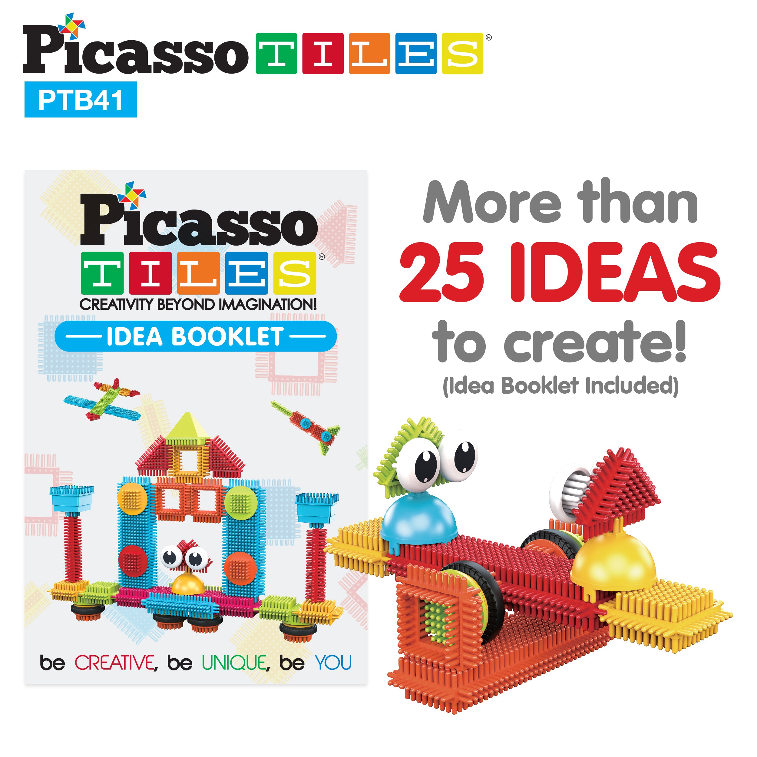 PicassoTiles 41 Piece Hedgehog Building Blocks Set with IDEA Book