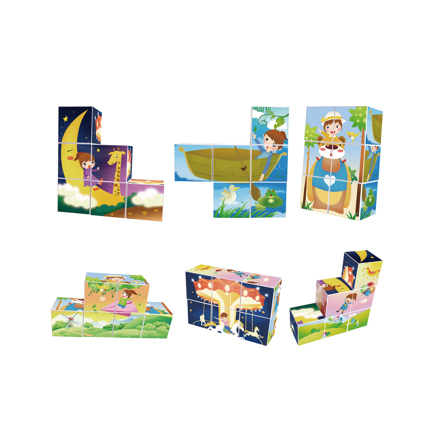 PicassoTiles 6 Piece Magnetic Magic Puzzle Cube Set