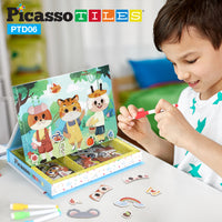 Picassotiles 120pcs Magnetic Animal Sticker Puzzle Book Drawing Board