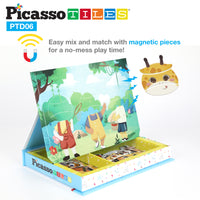 Picassotiles 120pcs Magnetic Animal Sticker Puzzle Book Drawing Board