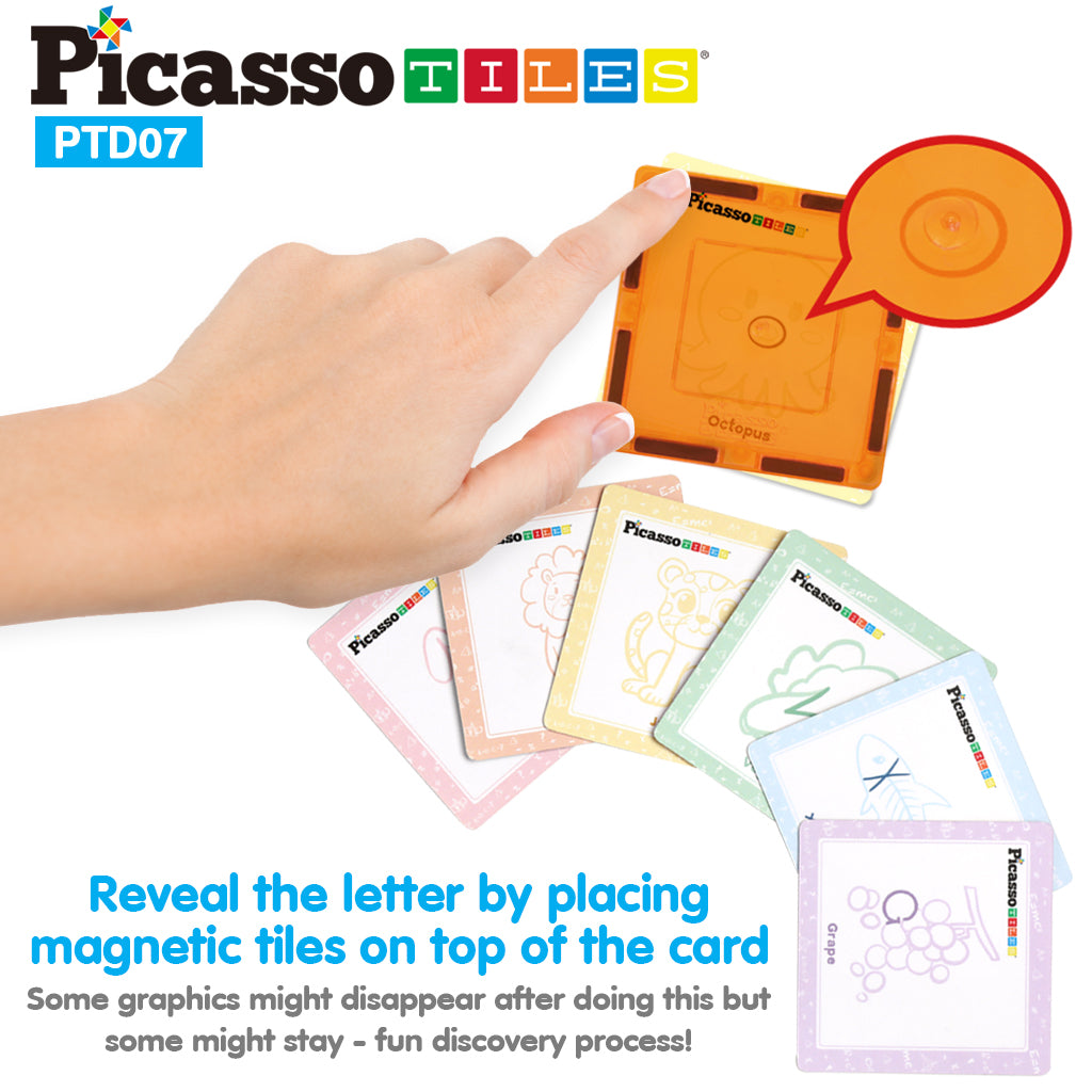 PicassoTiles Magnetic Tile Hidden Letter Game: Discover and Decode