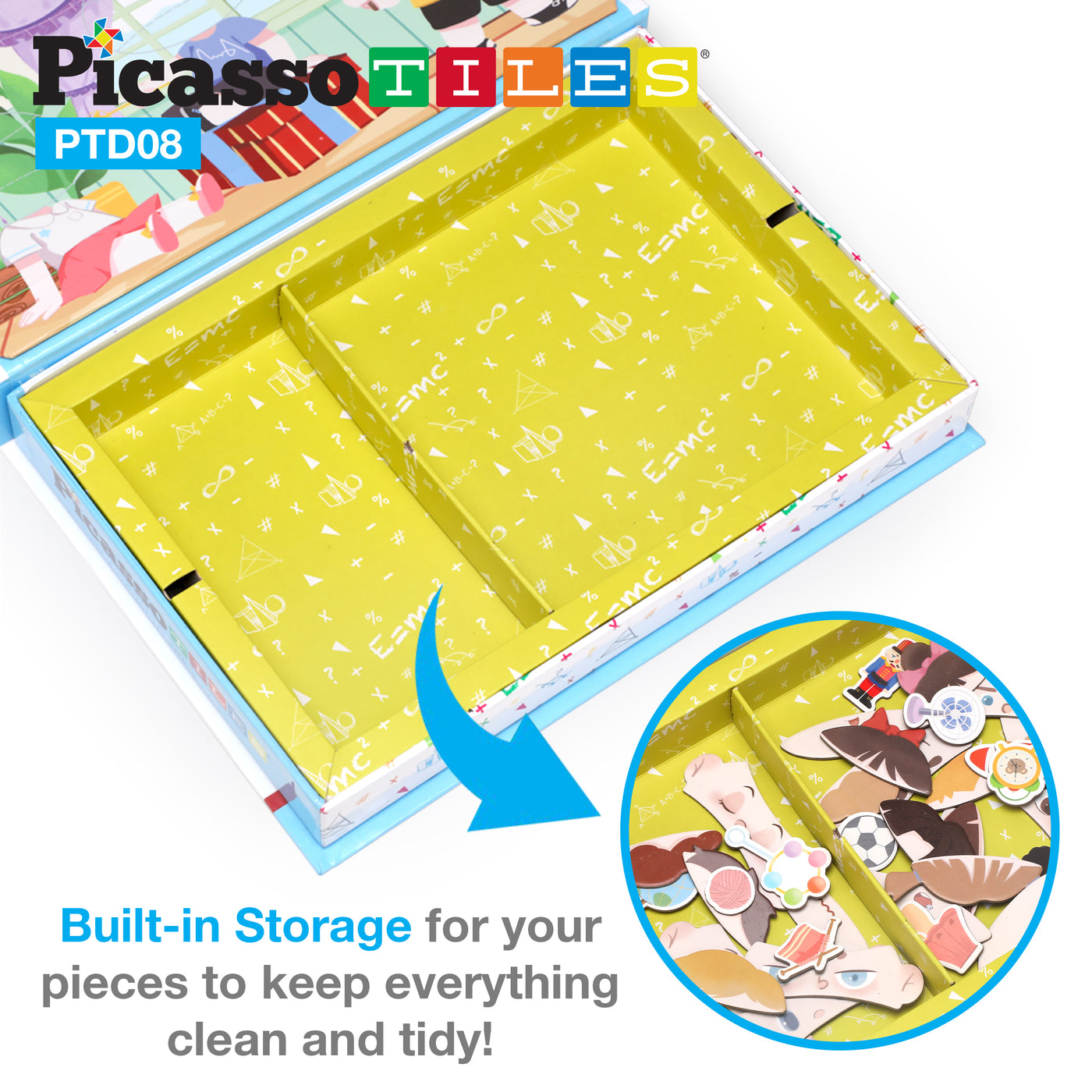 Picassotiles 108pcs Reusable Magnetic Face Sticker Puzzle Book Drawing Board