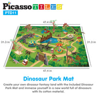 PicassoTiles 32pcs Dinosaur Action Figures with Prehistoric Activity Play Mat