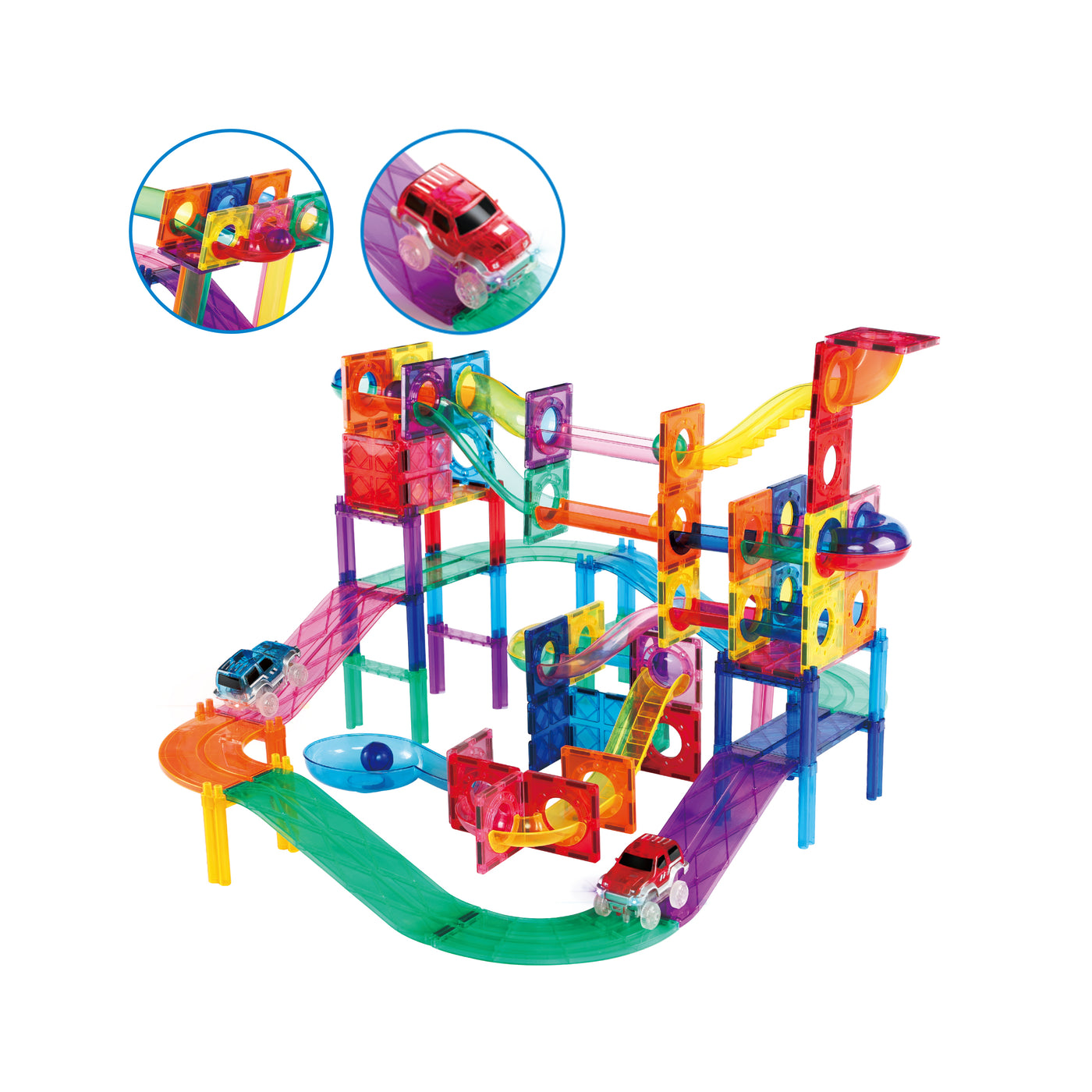 PicassoTiles 2-in-1 Marble Run and Racing Track Magnet Toy