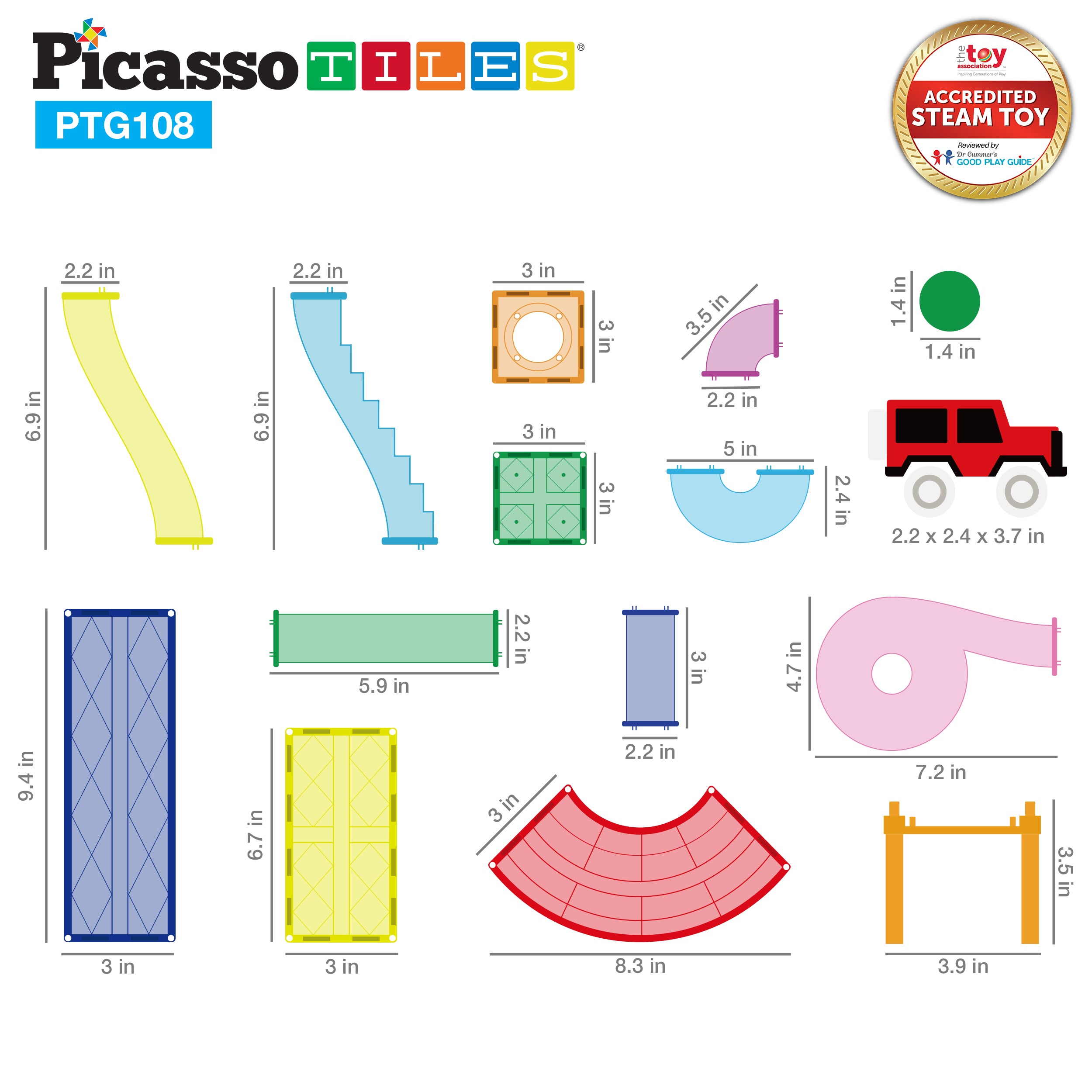 PicassoTiles 2-in-1 Marble Run and Racing Track Magnet Toy