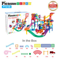 PicassoTiles 2-in-1 Marble Run and Racing Track Magnet Toy