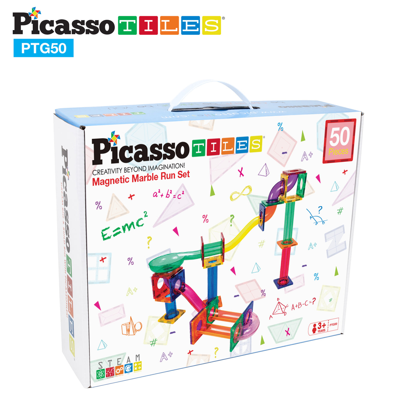 PicassoTiles 50pc Marble Run Building Blocks Set