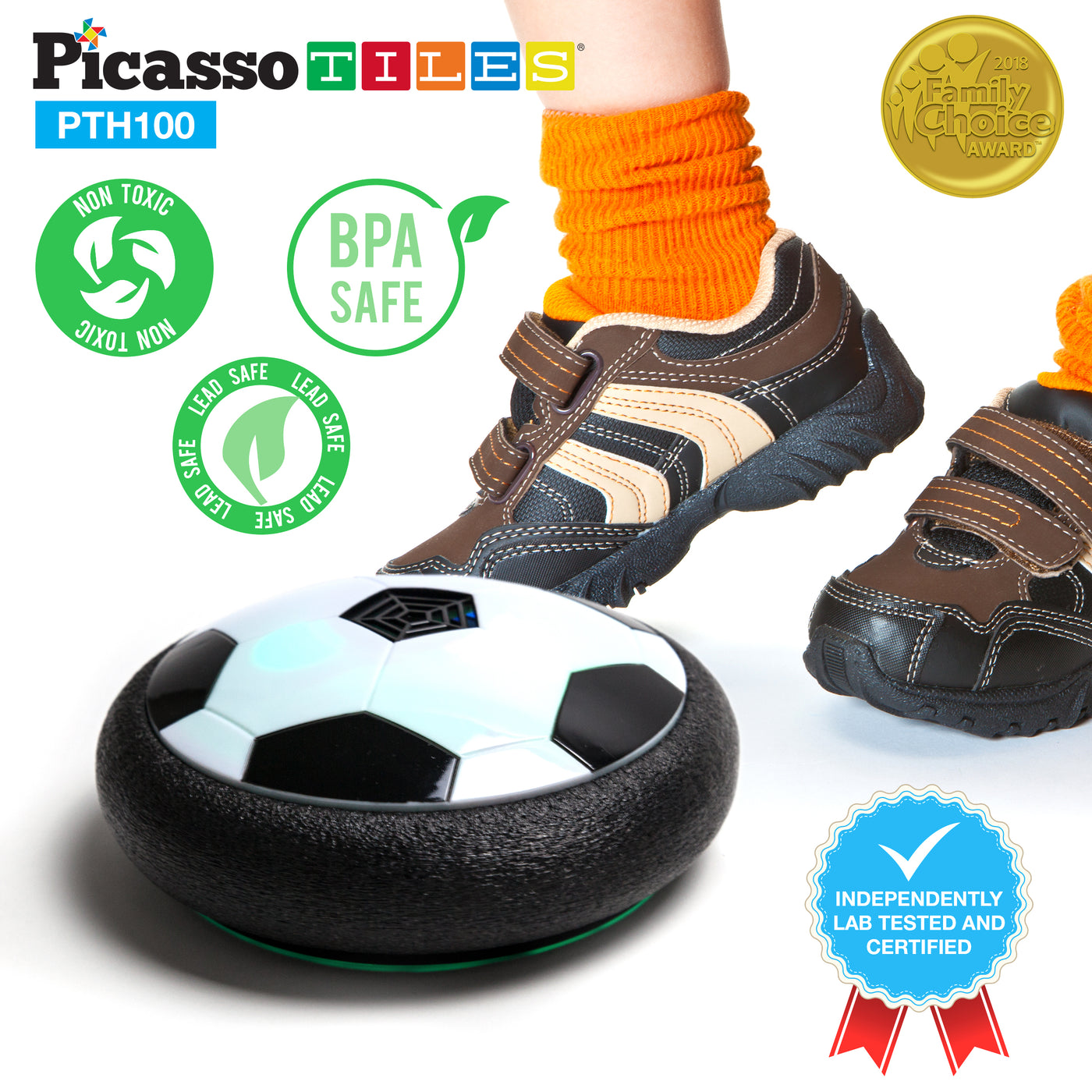 PicassoTiles Hover Soccer Ball with Protective Bumper Foam