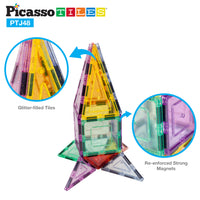 PicassoTiles Magnetic Tiles Building Set with Glitter Tiles