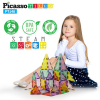 PicassoTiles Magnetic Tiles Building Set with Glitter Tiles