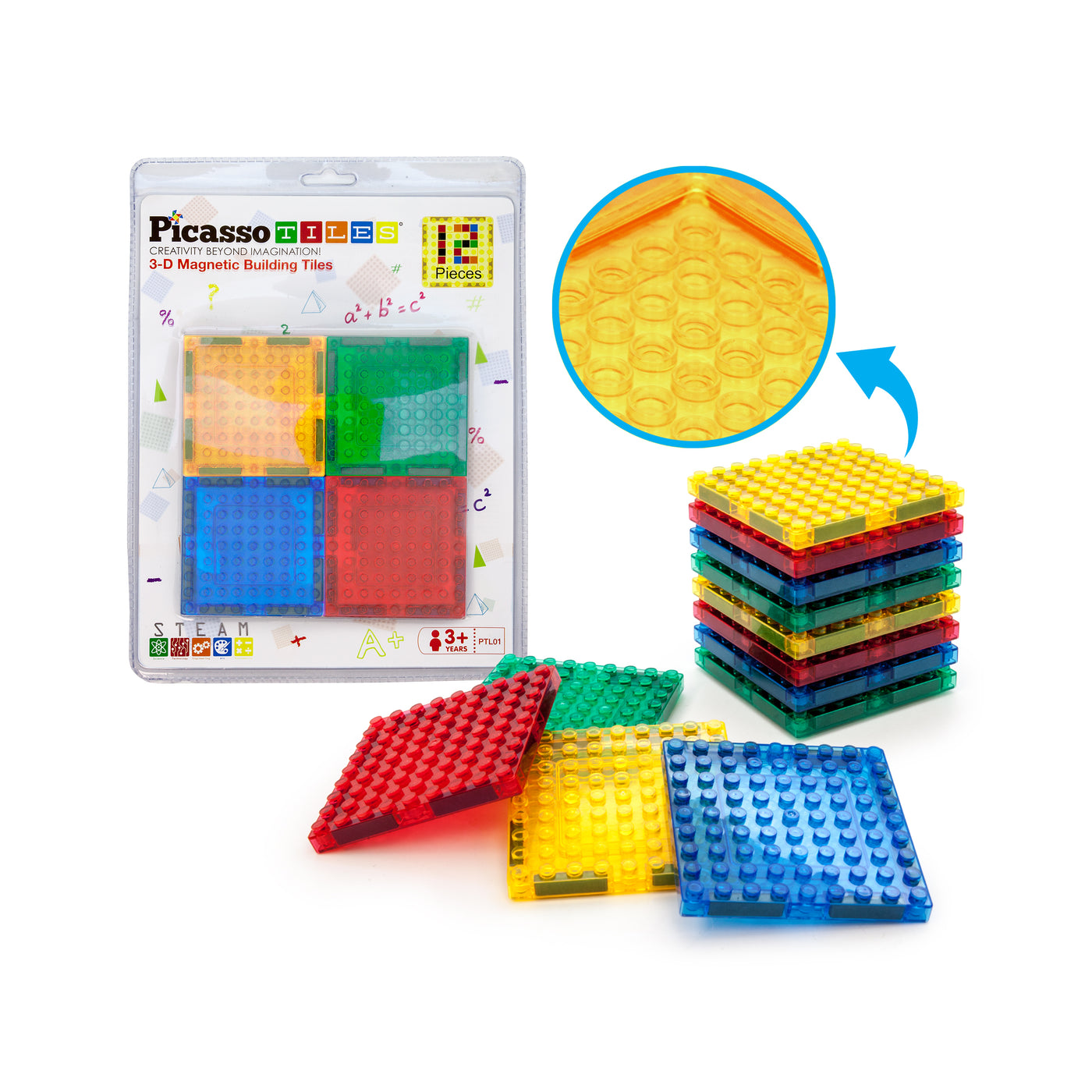 PicassoTiles Magnetic Brick Blocks Toy Tile Combo Pack