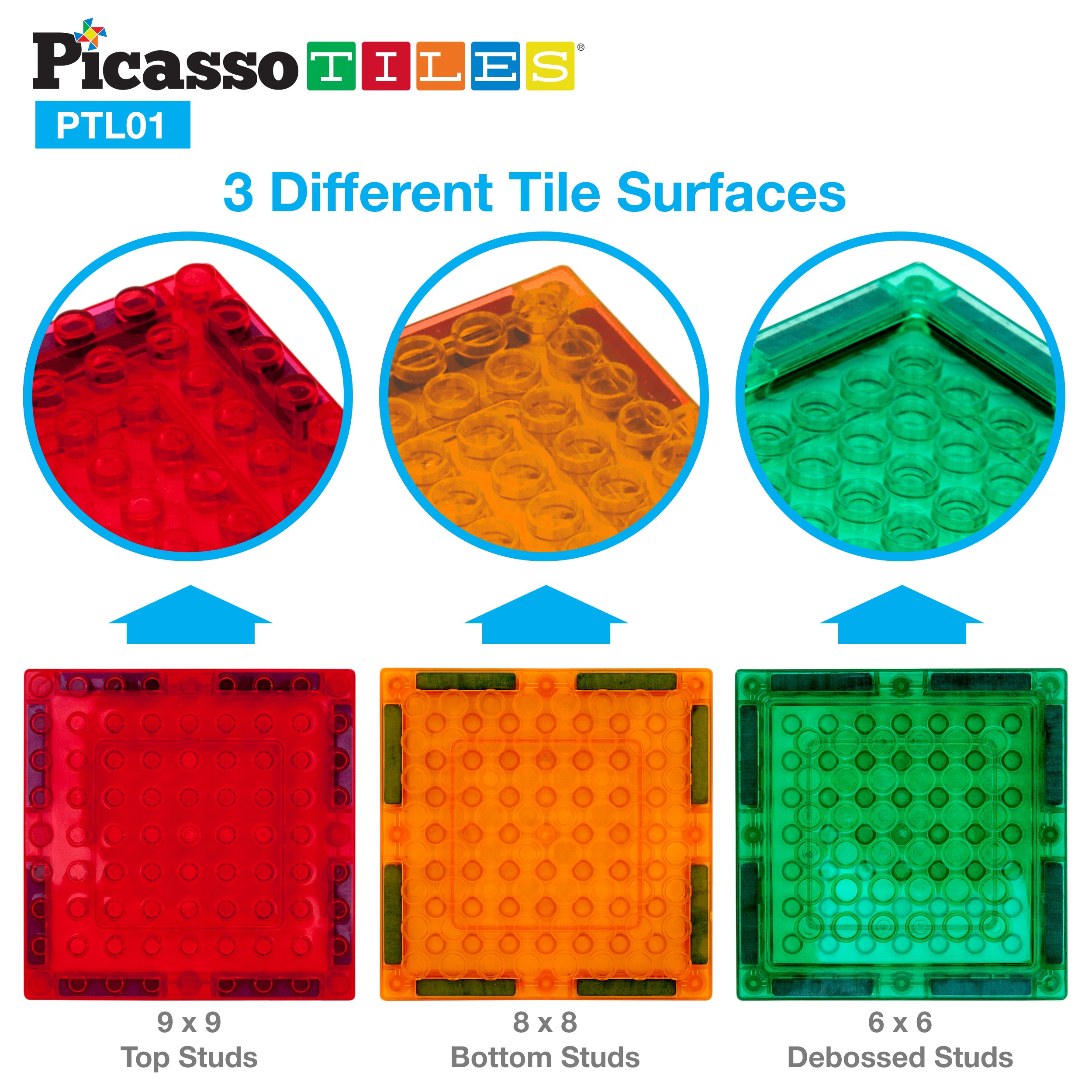 PicassoTiles Magnetic Brick Blocks Toy Tile Combo Pack