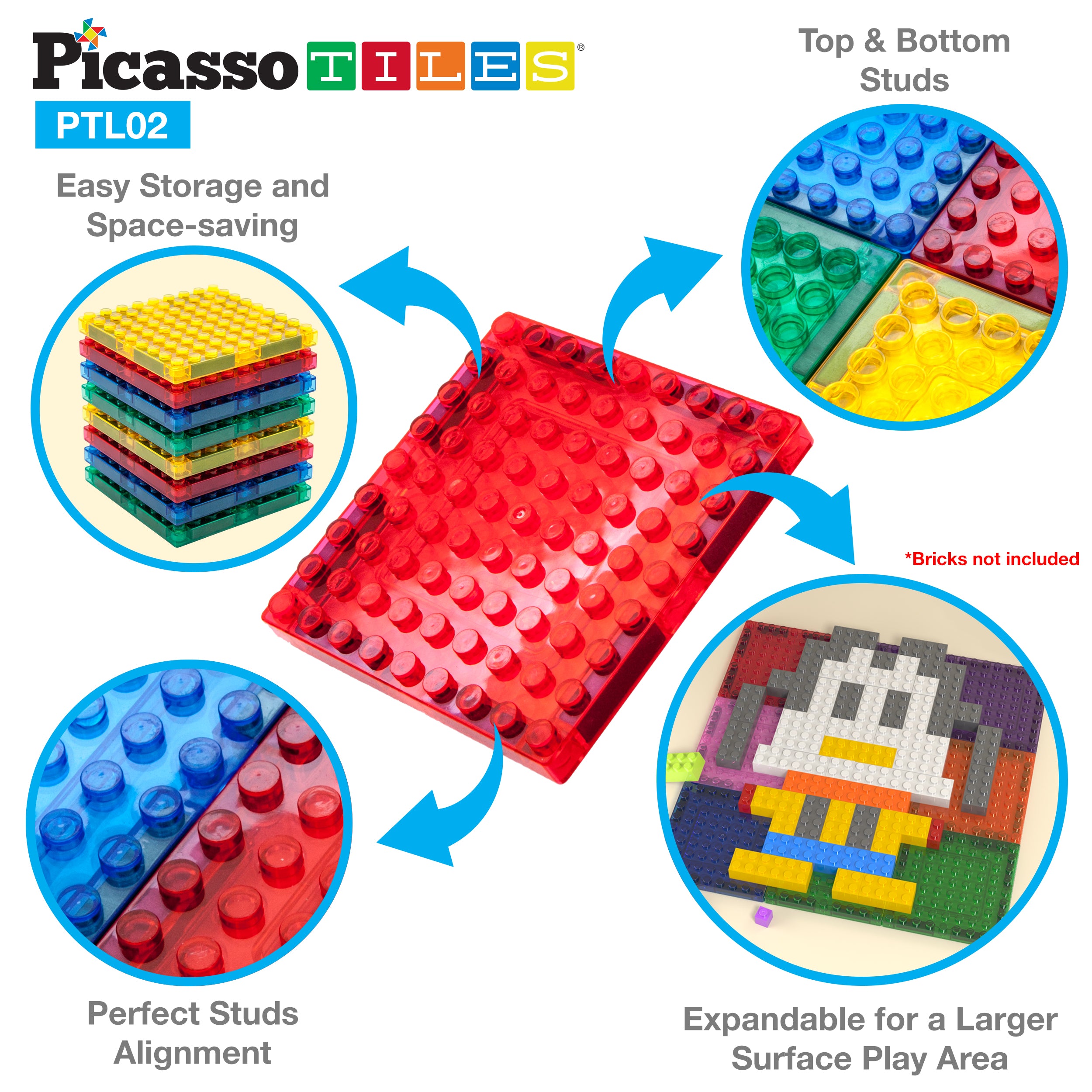 PicassoTiles 12 Piece Clear Transparent Magnetic Building Tiles PTE13