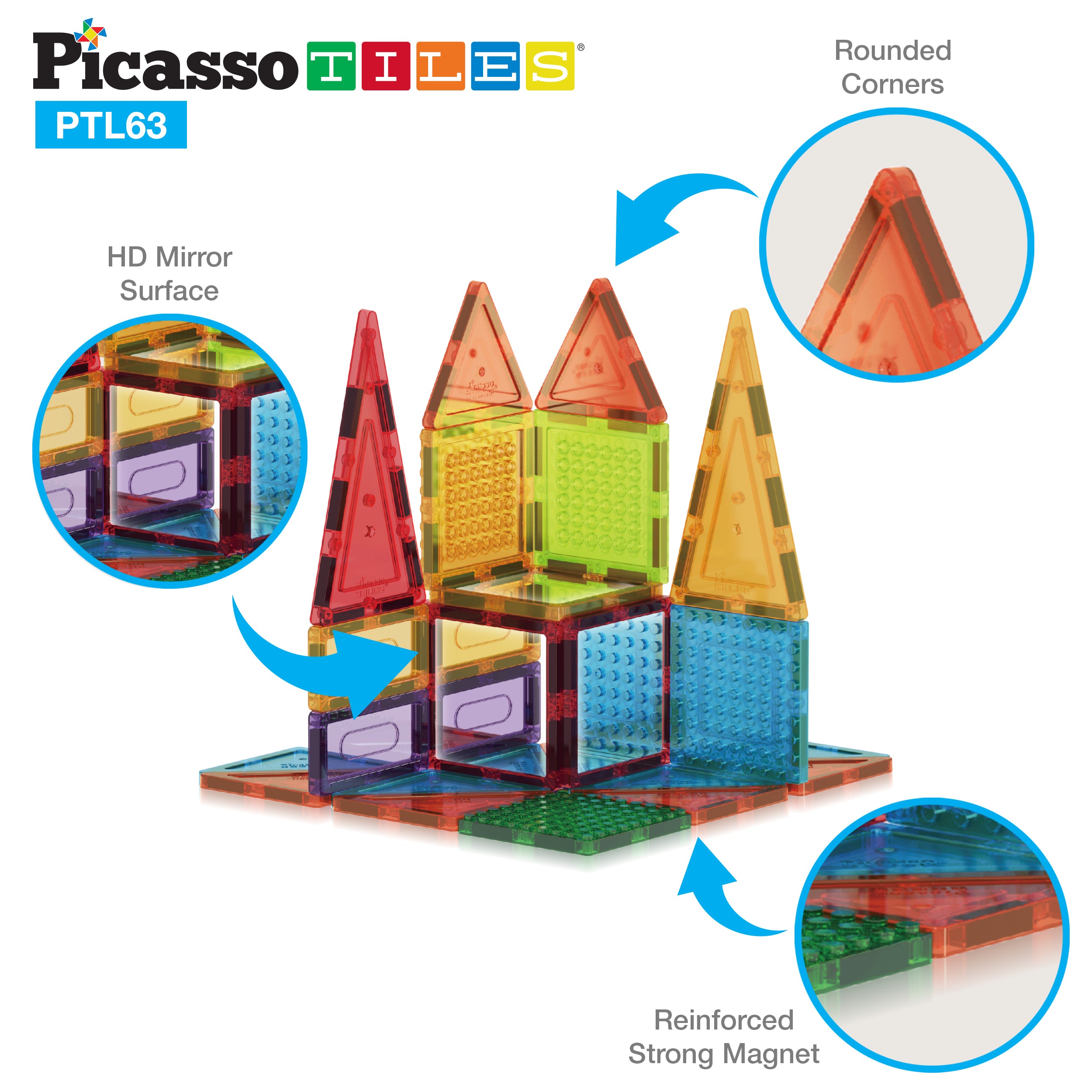 PicassoTiles Magnetic Tile Brick Block STEM Learning Set