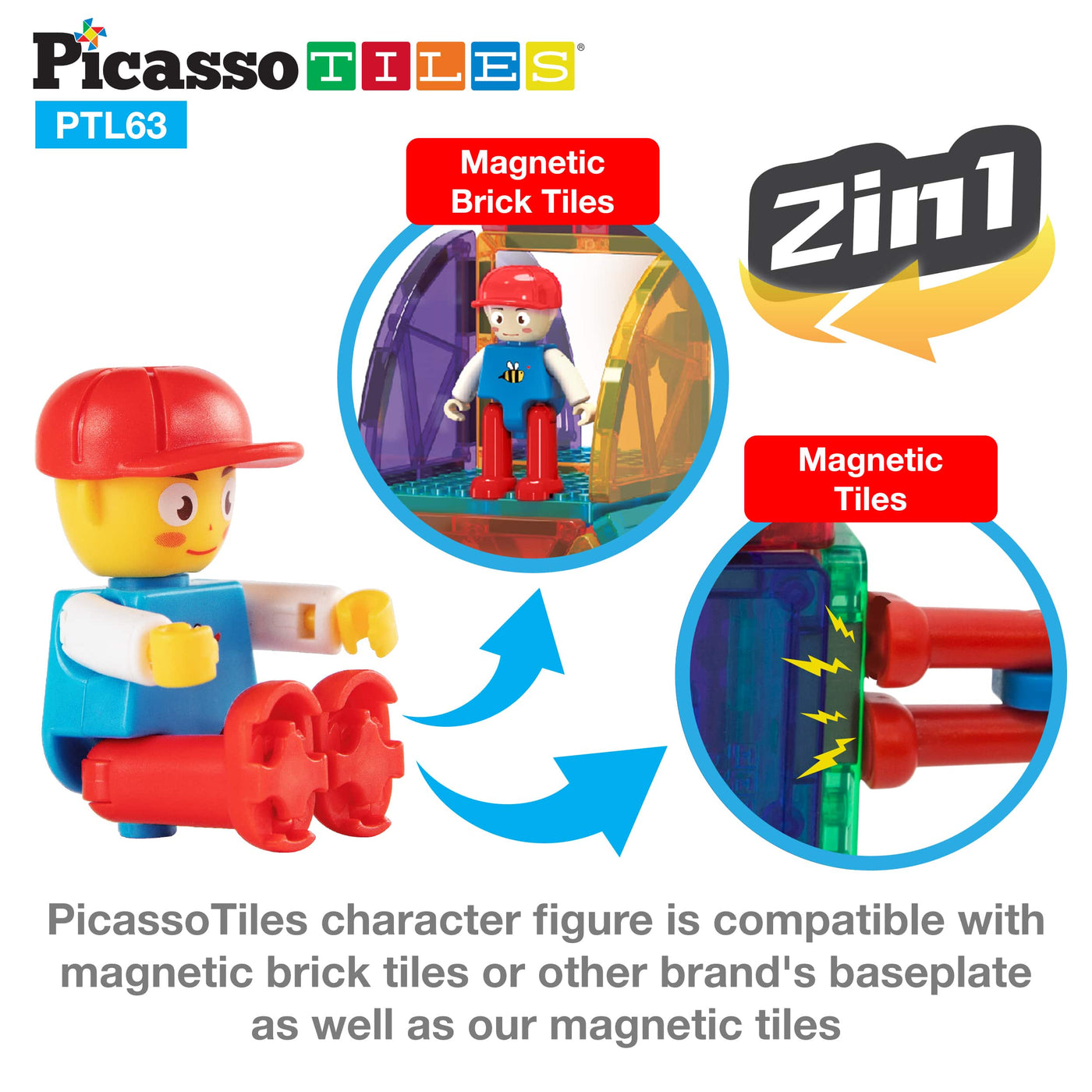 PicassoTiles Magnetic Tile Brick Block STEM Learning Set