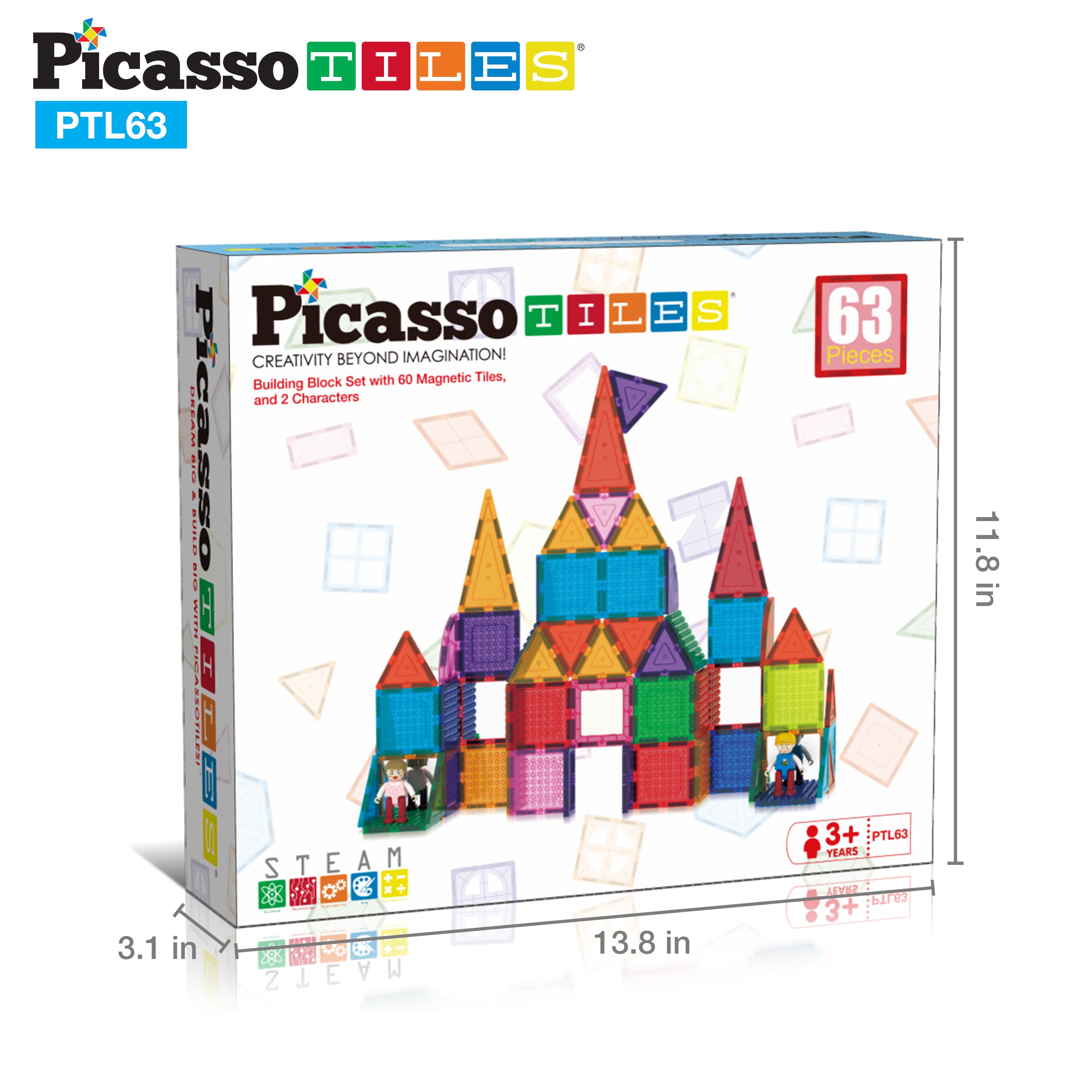 PicassoTiles Magnetic Tile Brick Block STEM Learning Set