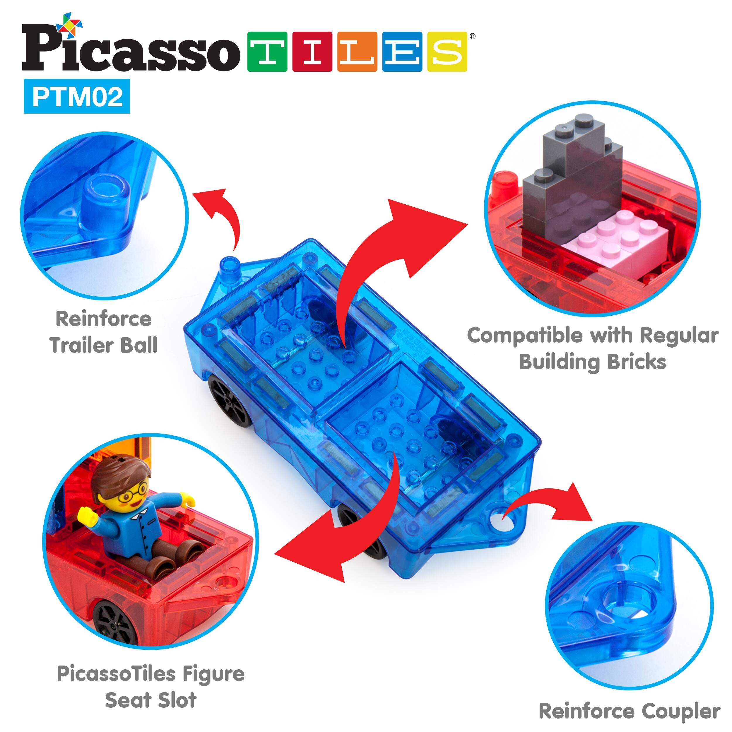 PicassoTiles Mini Car Truck 2pc Set