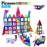 PicassoTiles Graphical Inserts 121 Piece Magnetic Building Block Set