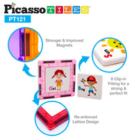 PicassoTiles Graphical Inserts 121 Piece Magnetic Building Block Set