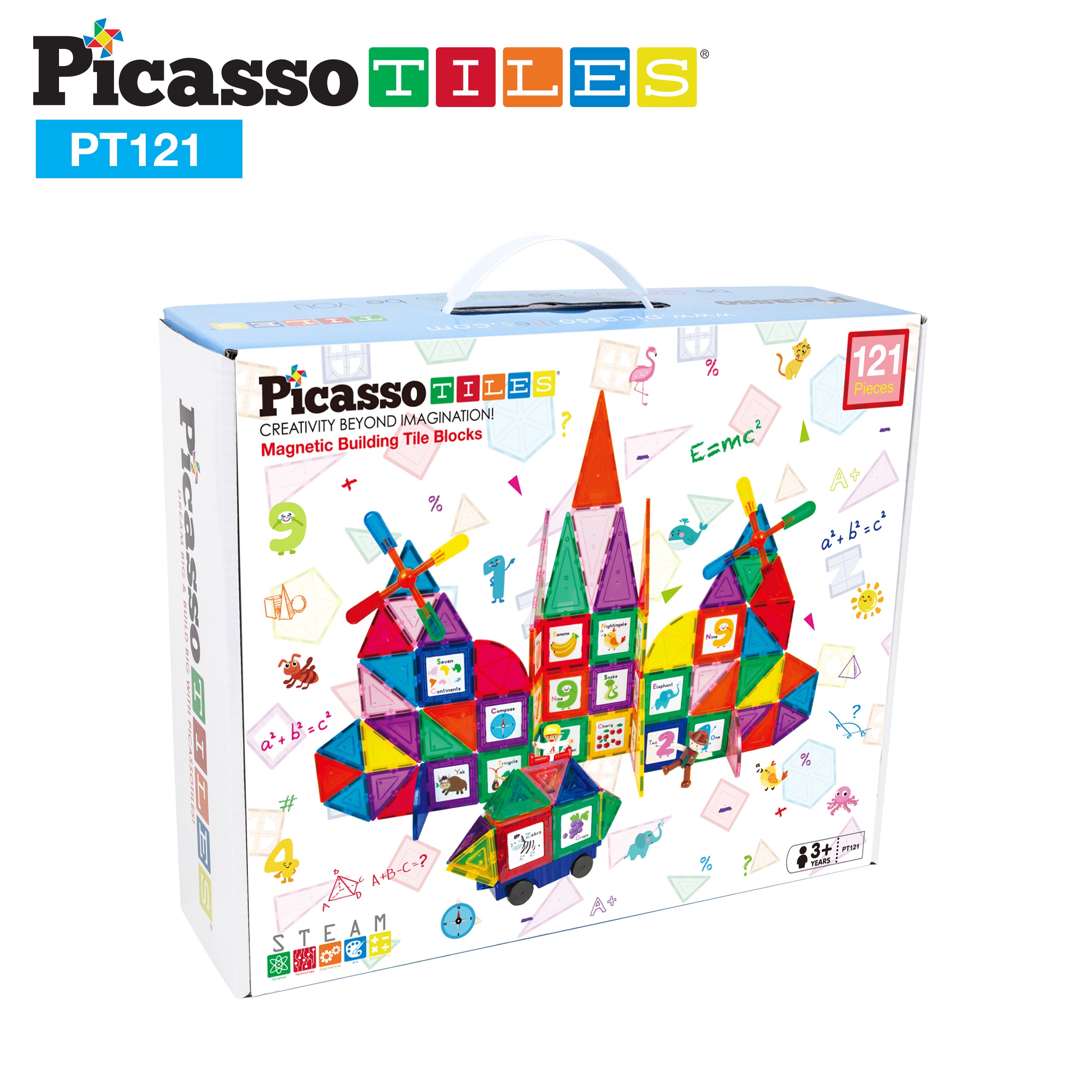 PicassoTiles Graphical Inserts 121 Piece Magnetic Building Block Set