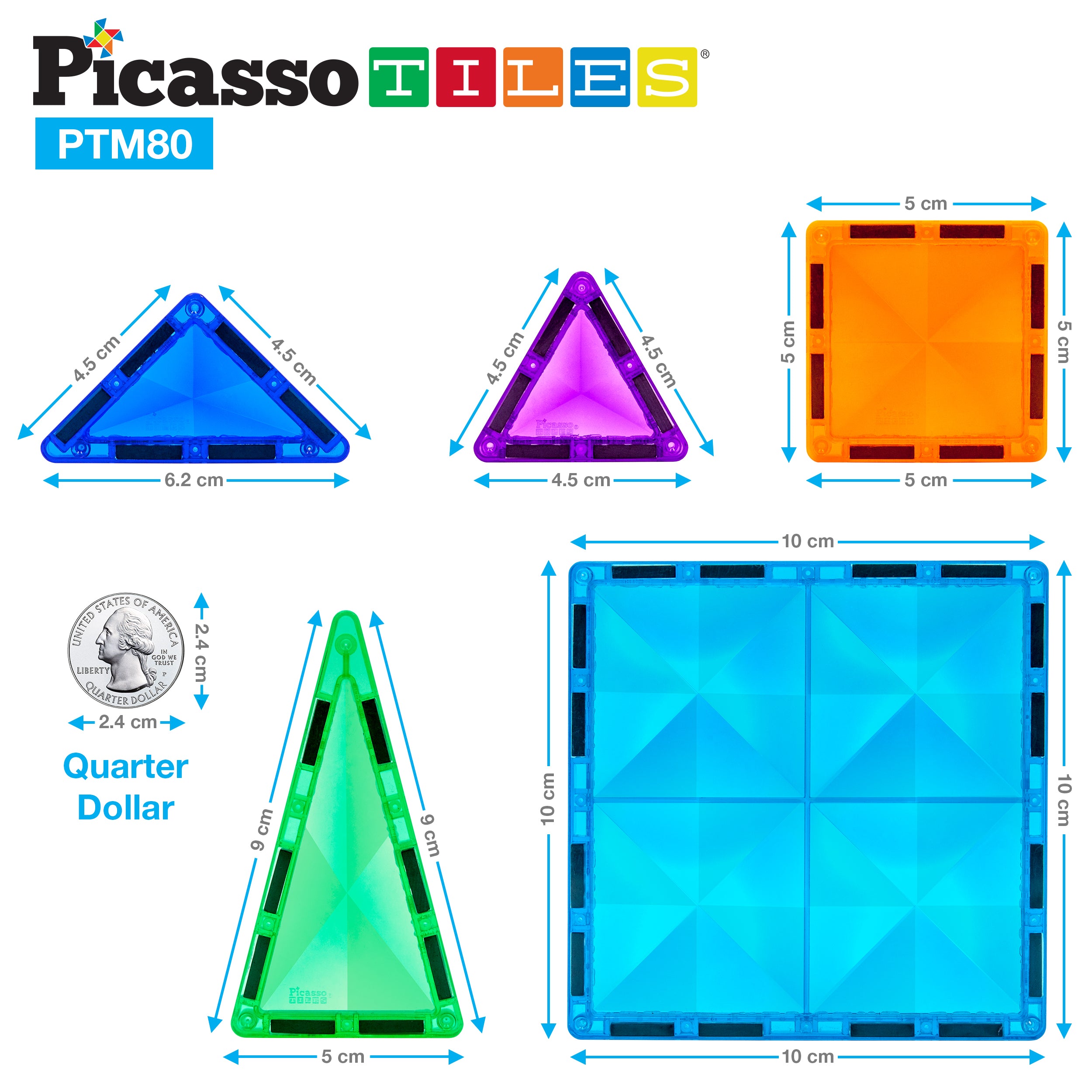 PicassoTiles Mini Diamond 80pc Travel Sized Set