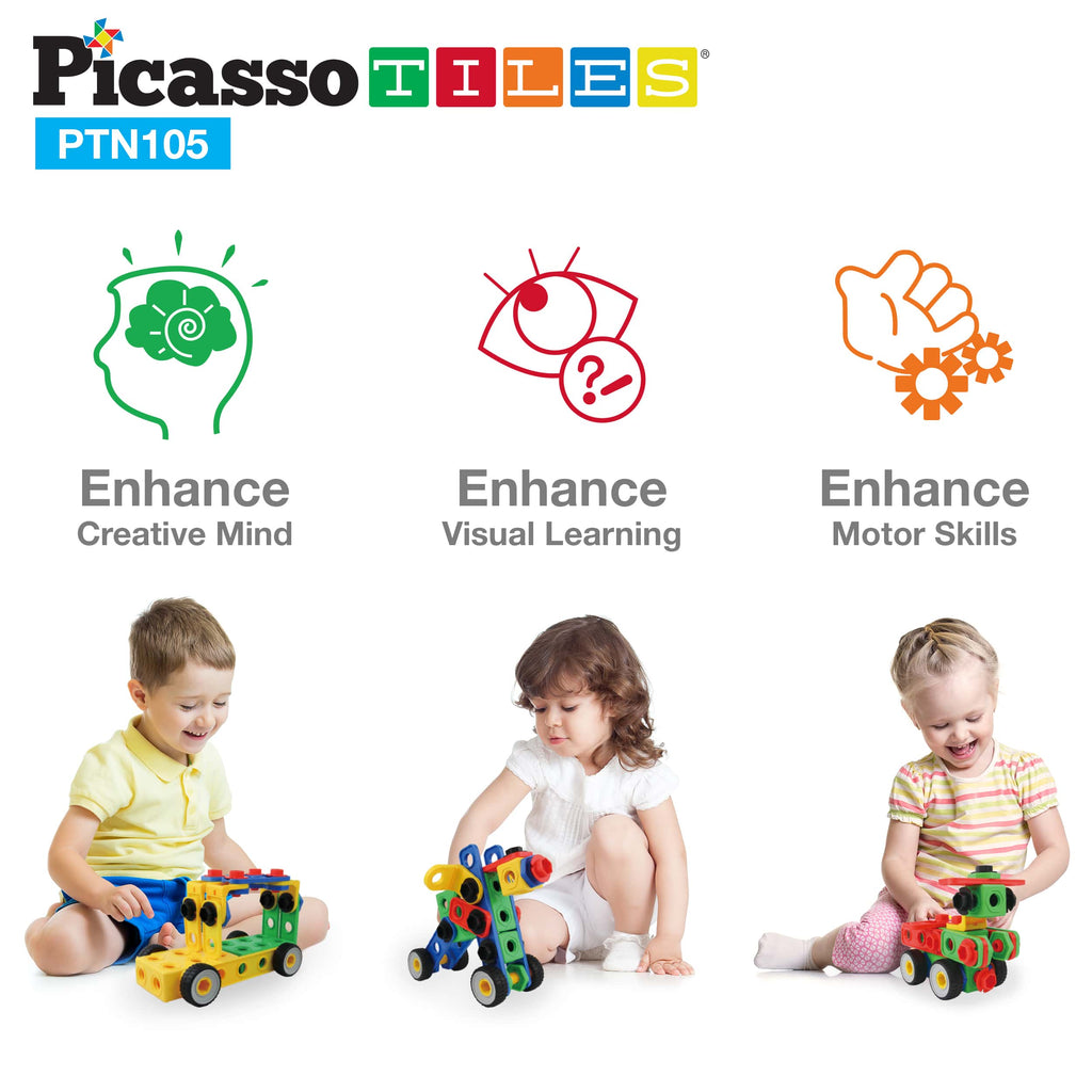 PicassoTiles 105-Piece Engineering Construction Set One-Size