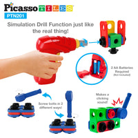 PicassoTiles 201pc Engineering Construction Set with Power Drill