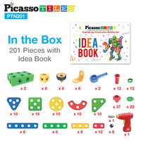 PicassoTiles 201pc Engineering Construction Set with Power Drill