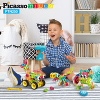 PicassoTiles Engineering Construction Set with Toy Power Drill - 250 Pieces