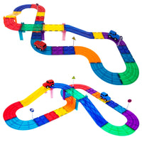 PicassoTiles Magnetic Race Car Track with Trucks Building Set