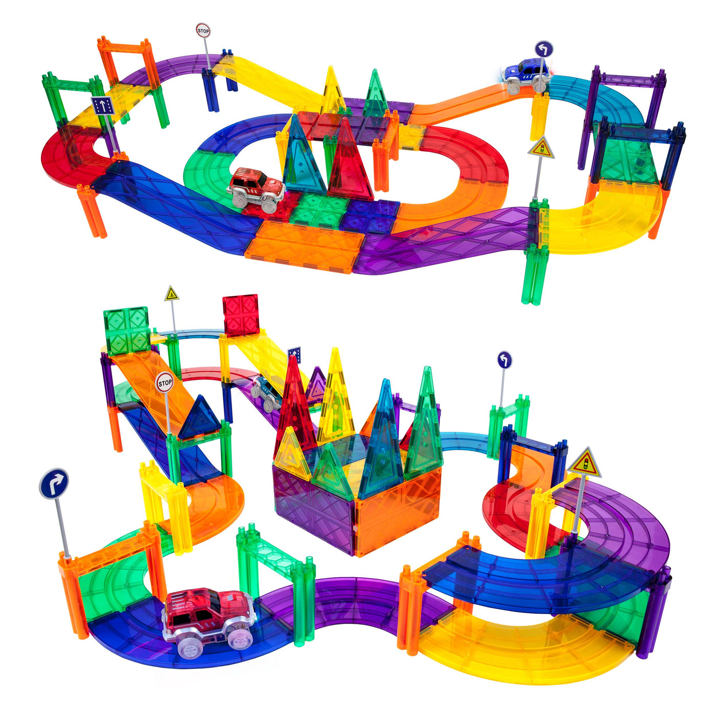 PicassoTiles 80pc Race Track Magnetic Building Blocks Set