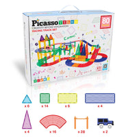 PicassoTiles 80pc Race Track Magnetic Building Blocks Set