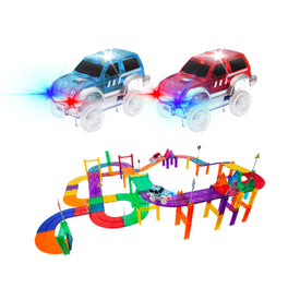 PicassoTiles 2 Pcs Race Track Cars with Light up LED in Bulk Package, STEM  Learning Toys for Ages 3+ PTE05, Blue/Red 