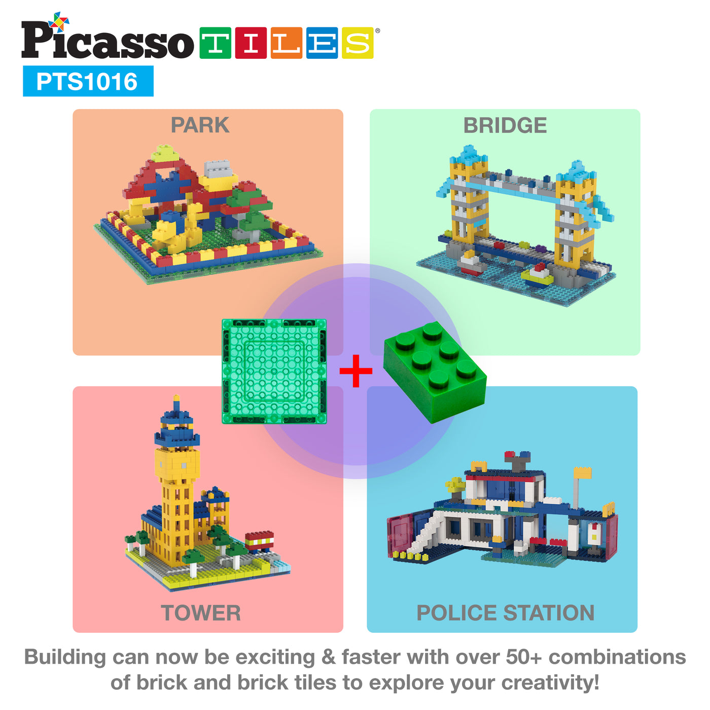 PicassoTiles 1016 Piece Magnetic Brick and Tile Building Set