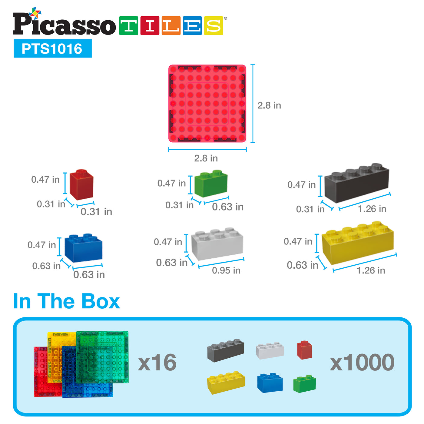 PicassoTiles 1016 Piece Magnetic Brick and Tile Building Set