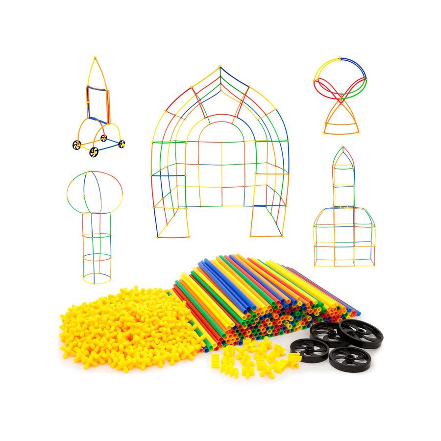 PicassoTiles 600pc Straw Building Set PTS600