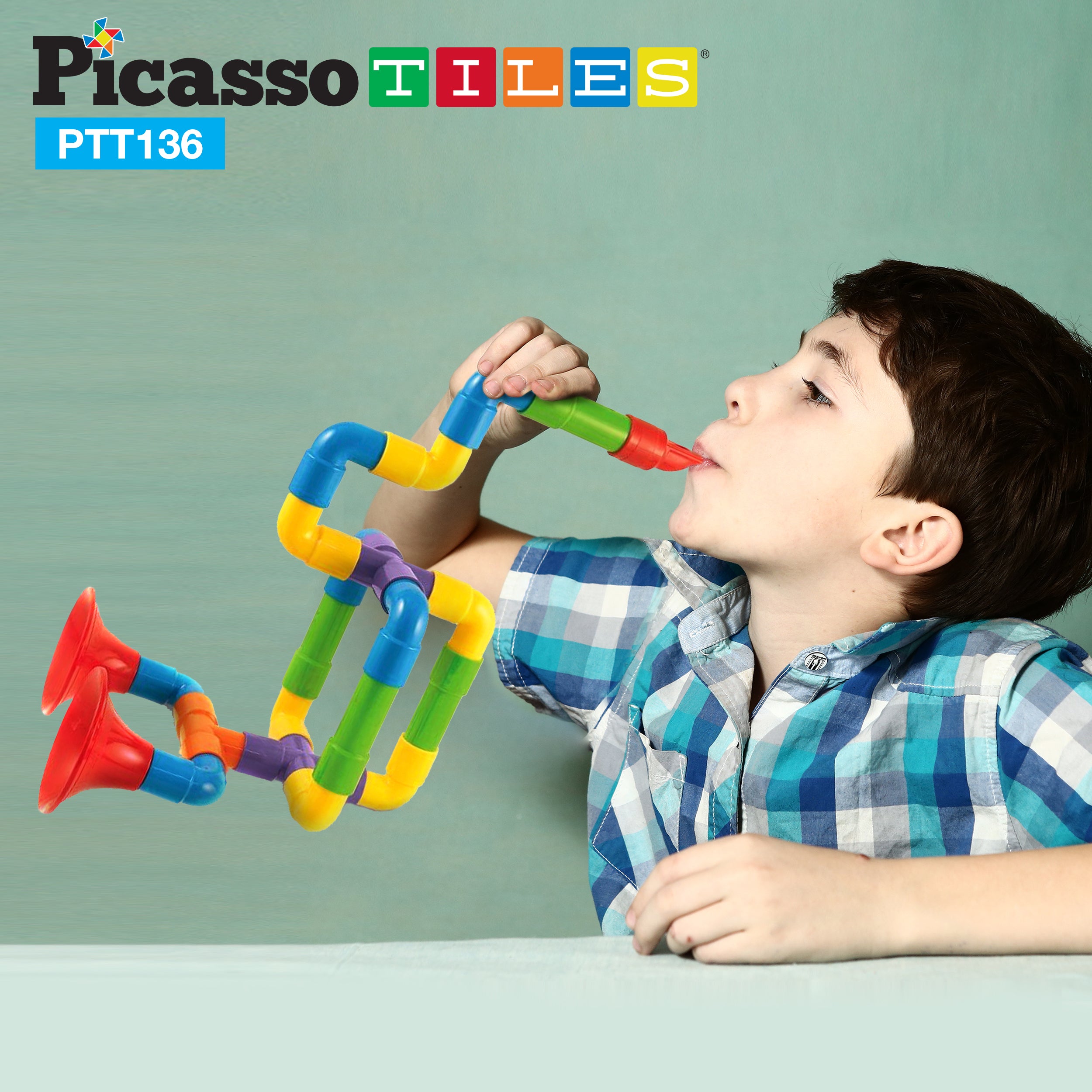 PicassoTiles Tube Building Block w/Musical Kit Pipes Puzzle Toy Set