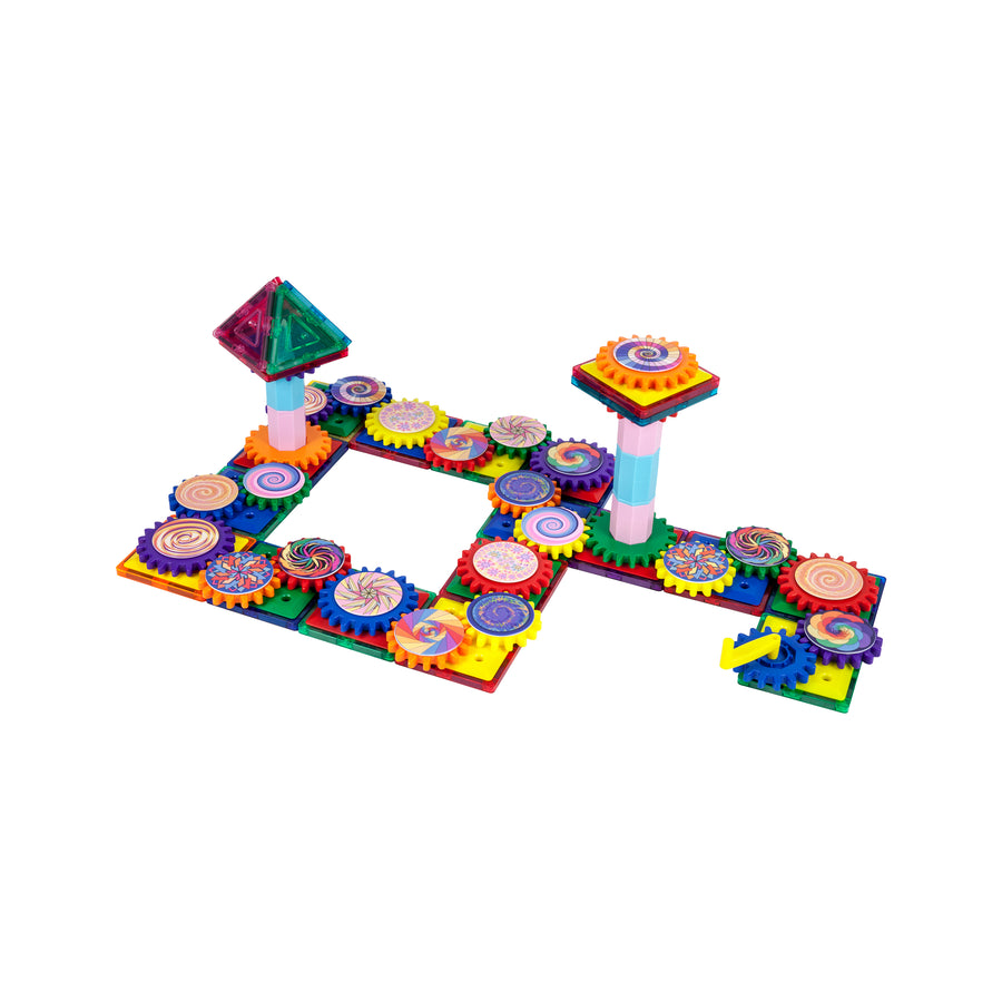 PicassoTiles Magnetic Building Blocks with Spinning Optical Pieces