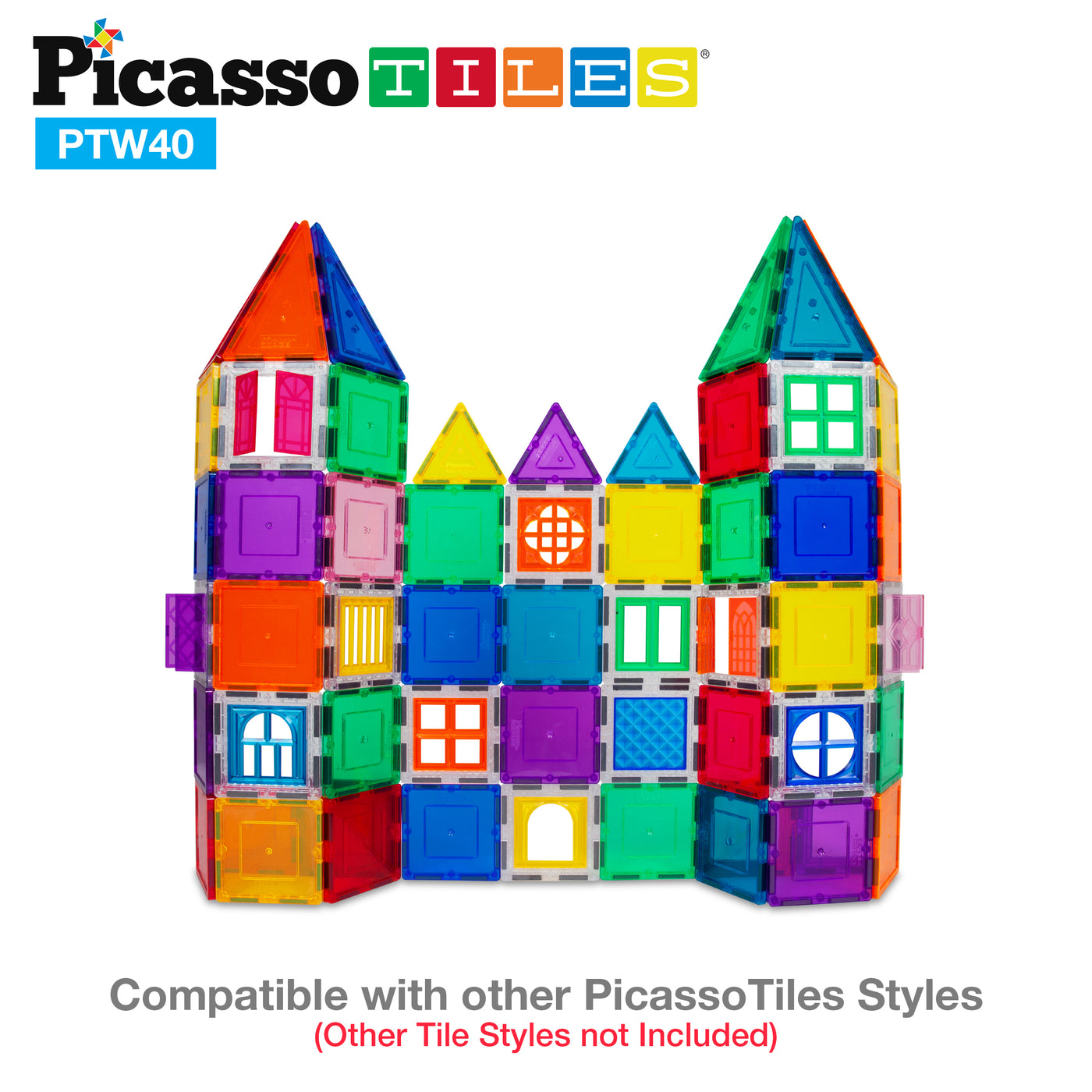 PicassoTiles 40pc Window and Door Magnetic Clip On Toy Set