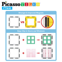 PicassoTiles 40pc Window and Door Magnetic Clip On Toy Set