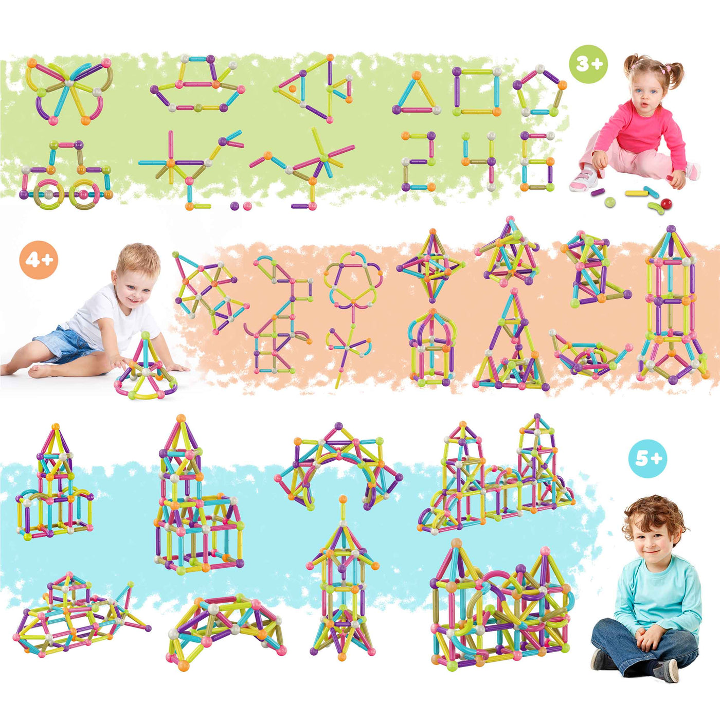 PicassoTiles 100 Piece Magnetic Stick Building Block Construction Set