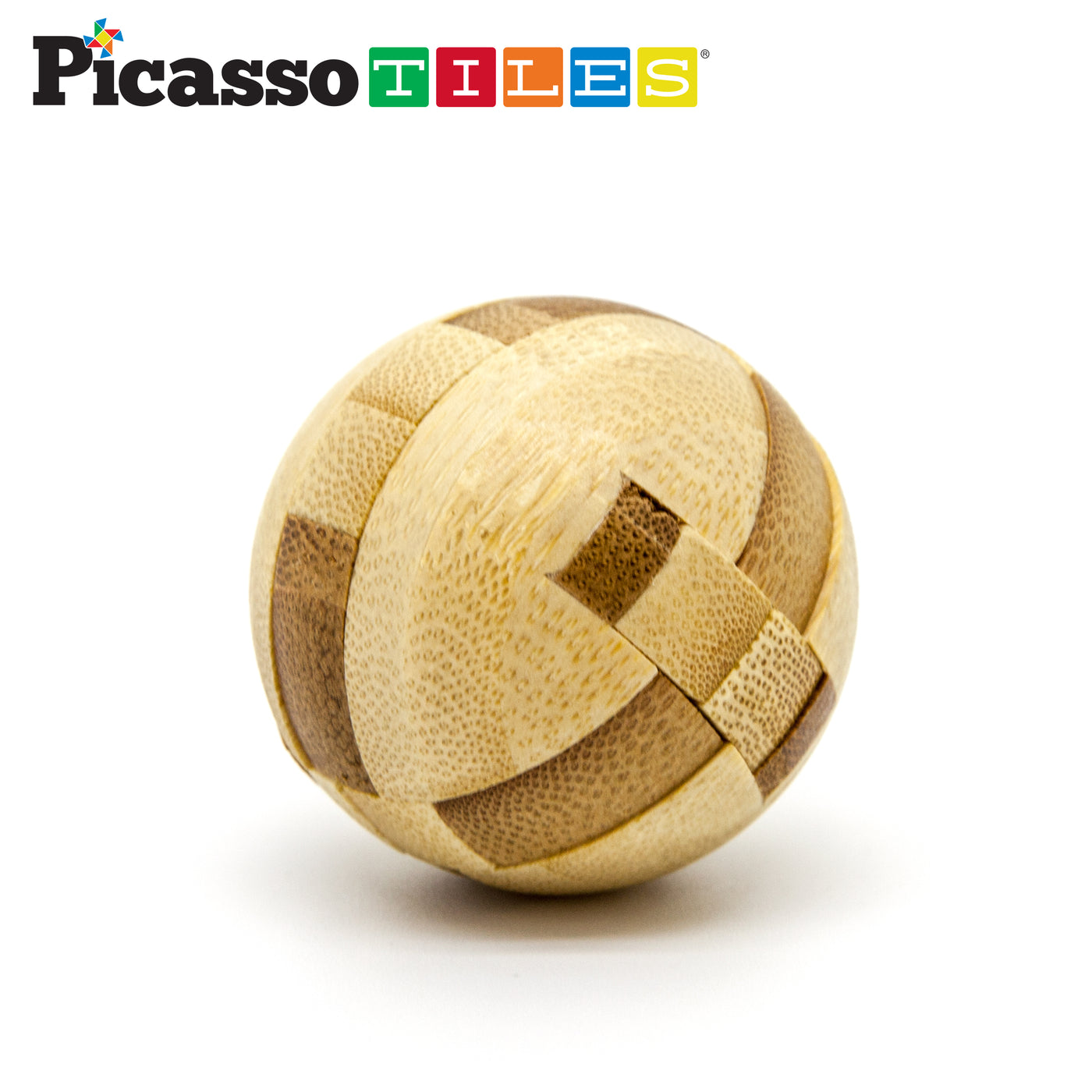 PicassoTiles 8 Style Wooden Burr Puzzle Cube, Ball and Barrels